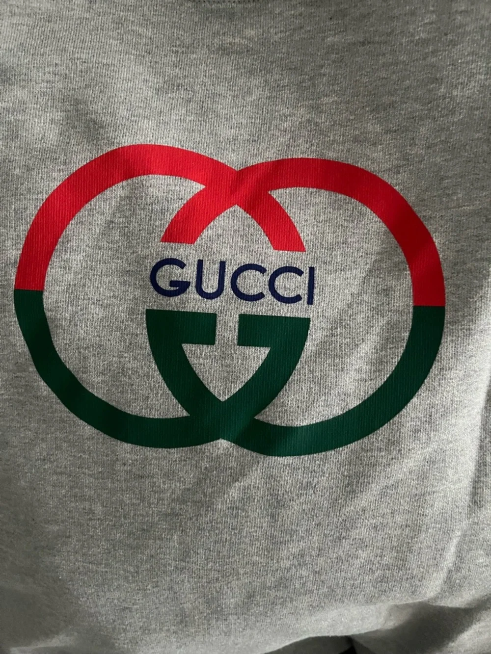 Gucci Gray Oversized Sweatshirt with Red & Green Interlocking G Logo size Medium